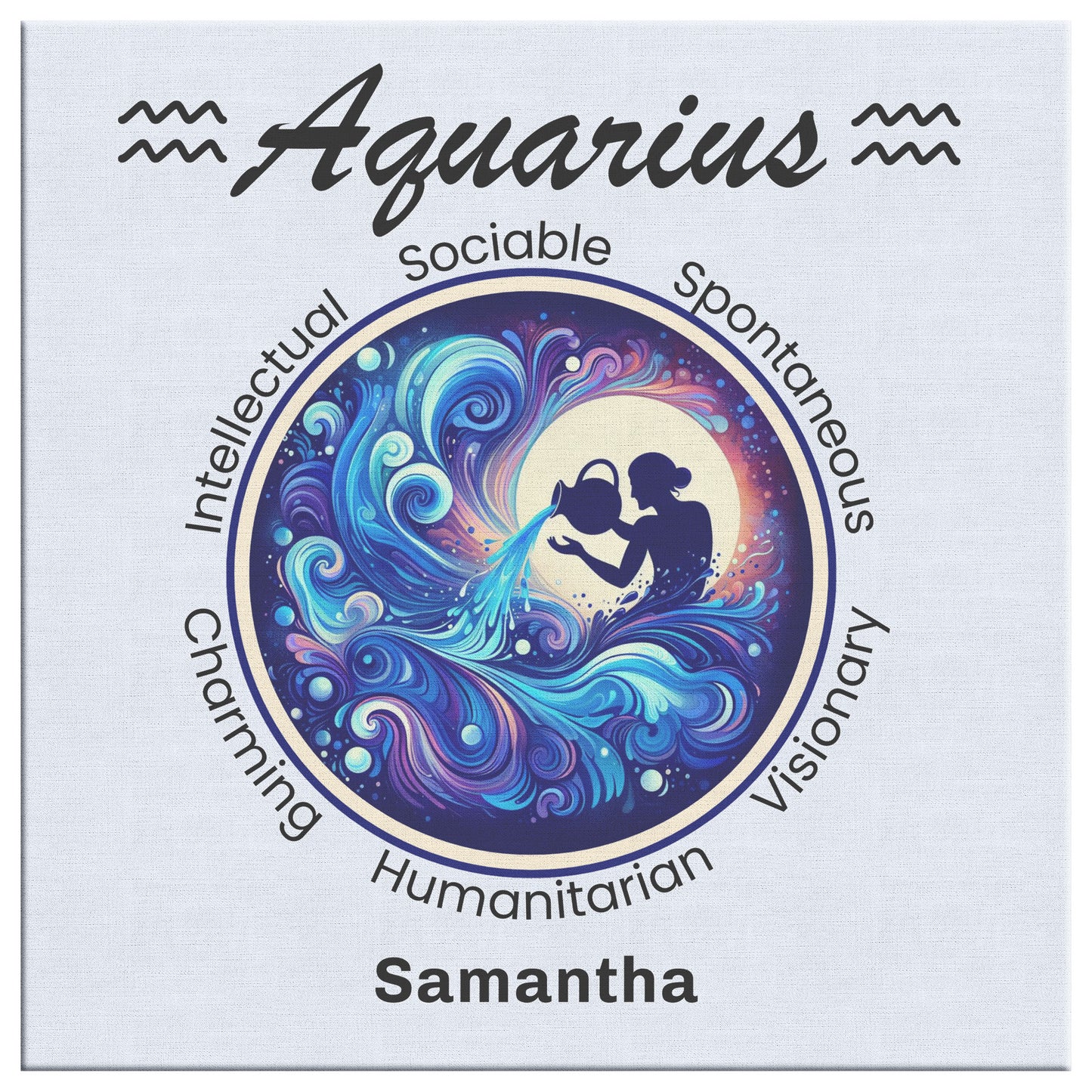 Aquarius Celestial Vision Personalized Square Canvas Wrap close up mister obtuse eclectic goods