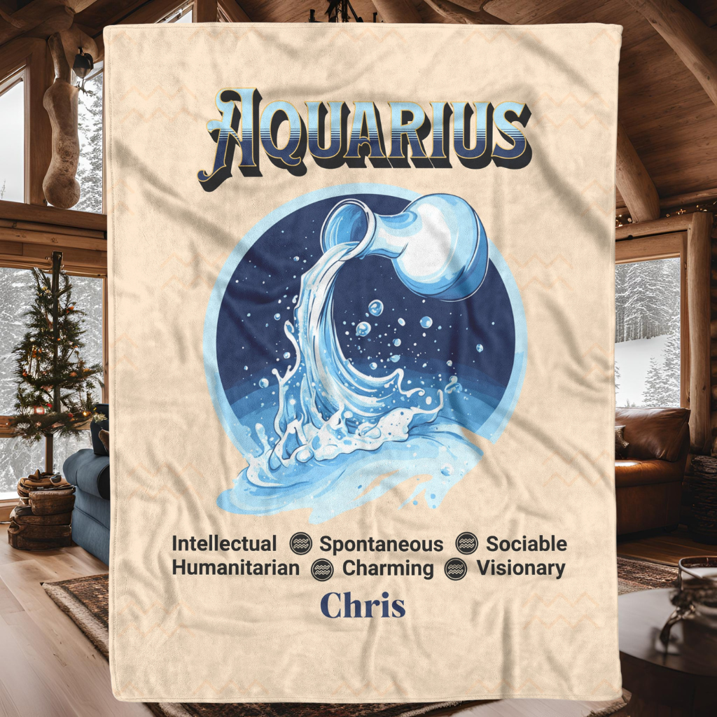 Aquarius Personalized Fleece/Sherpa Blanket