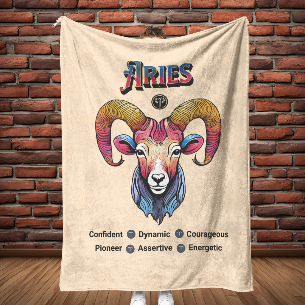 Aries Fleece or sherpa blanket full length mister obtuse eclectic goods