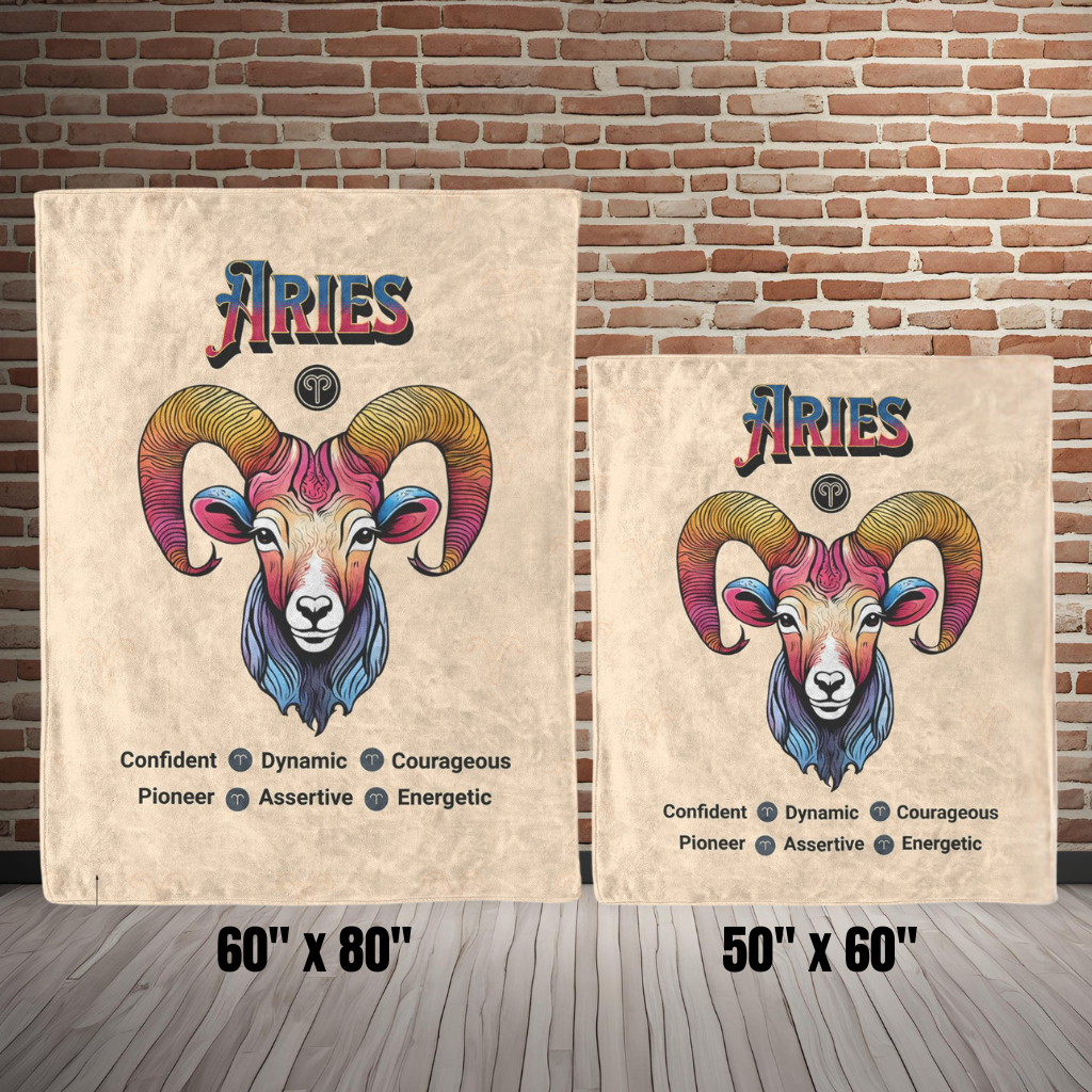 Aries Fleece or sherpa blanket size options mister obtuse eclectic goods