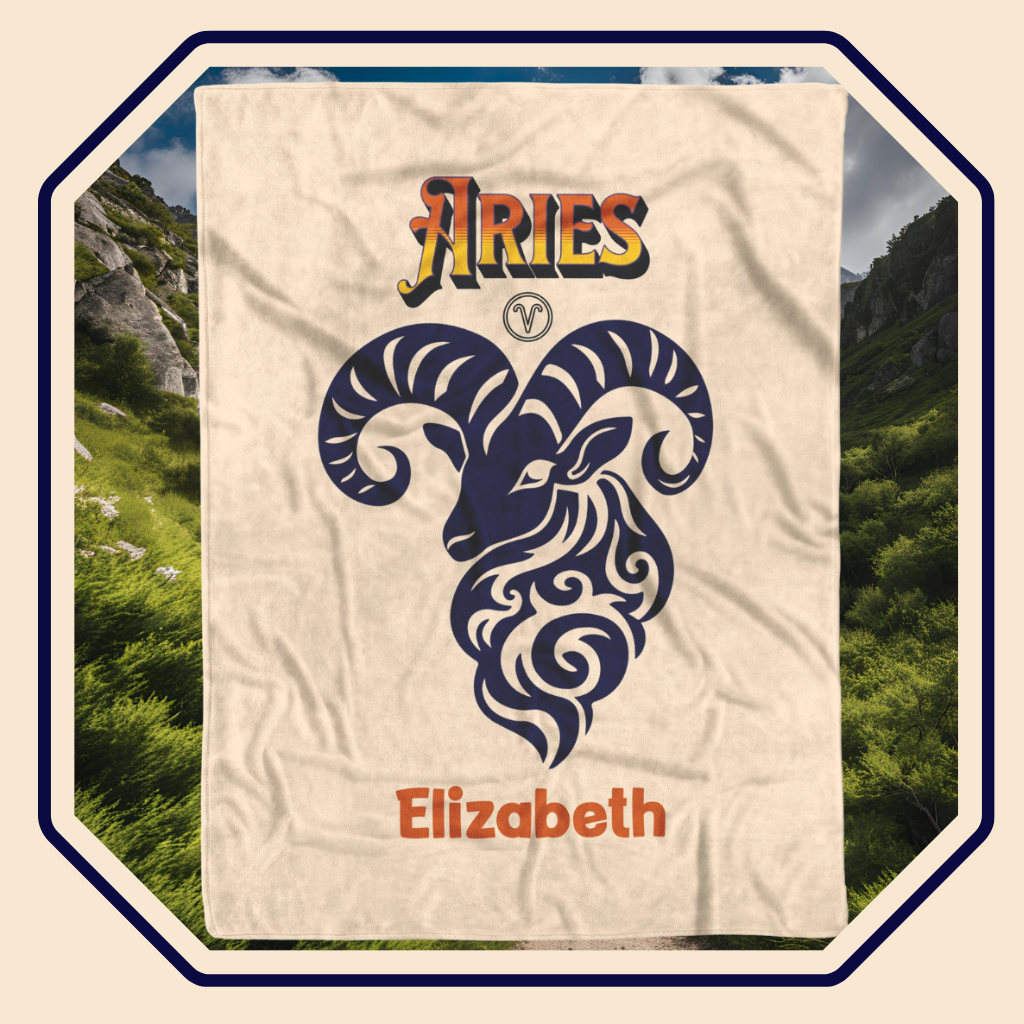 Aries Minimalist Personalized Fleece or Sherpa Blanket Main Image Mister Obtuse Eclectic Goods