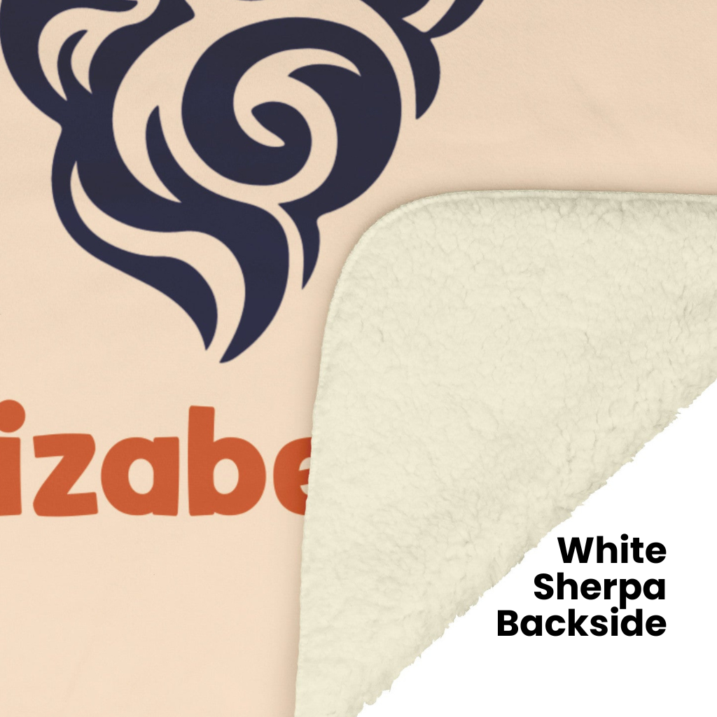 Aries Minimalist Personalized Fleece or Sherpa Blanket showing white sherpa backside Mister Obtuse Eclectic Goods