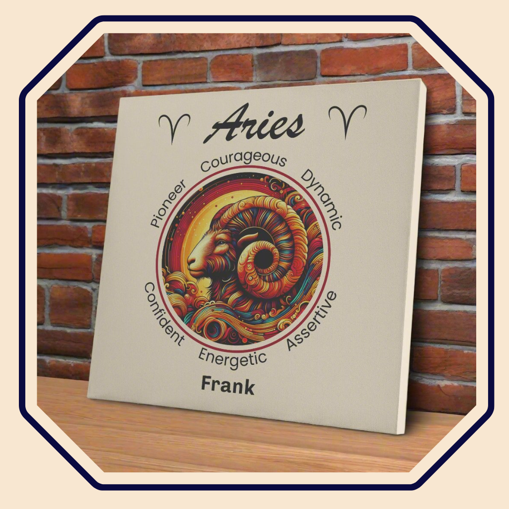 Aries Rising Personalized Square Canvas Wrap main product image mister obtuse eclectic goods