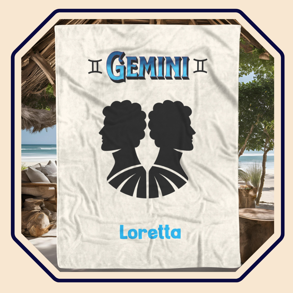Gemini Minimalist Personalized Fleece or Sherpa Blanket Main Image Mister Obtuse Eclectic Goods