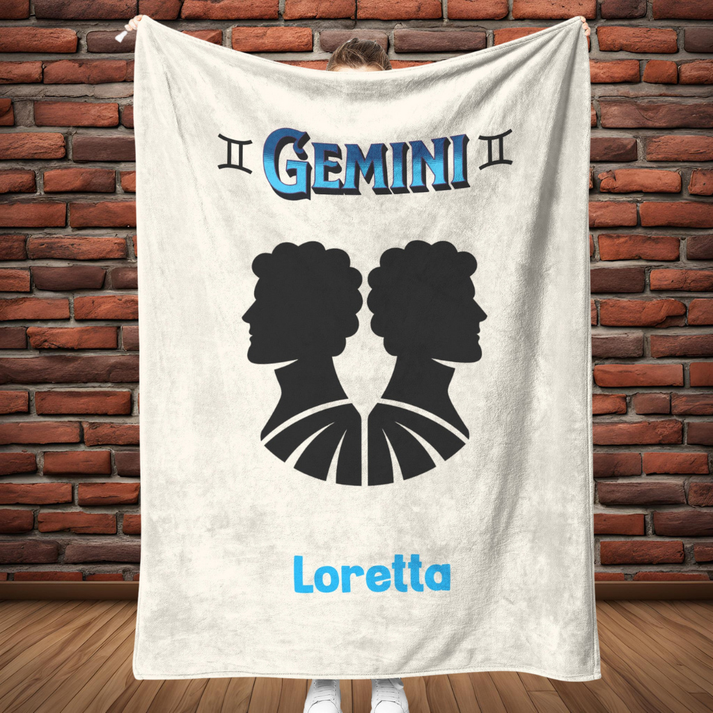Gemini Minimalist Personalized Fleece or Sherpa Blanket full length Mister Obtuse Eclectic Goods