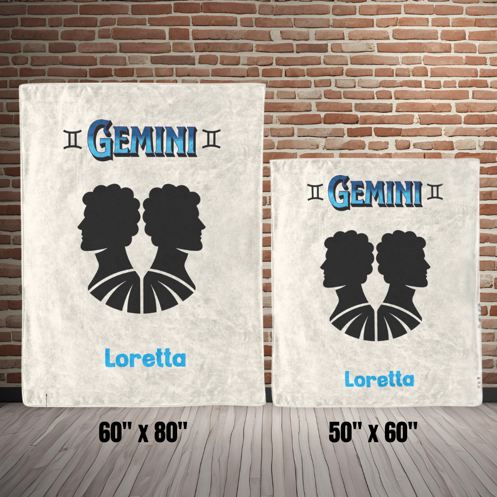 Gemini Minimalist Personalized Fleece or Sherpa Blanket size options Mister Obtuse Eclectic Goods