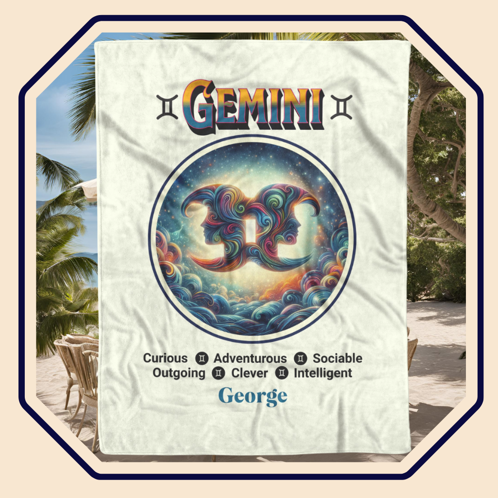 Gemini Personalized Fleece or Sherpa Blanket Main Image Mister Obtuse Eclectic Goods