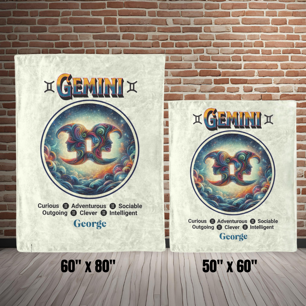 Gemini Personalized Fleece or Sherpa Blanket size options Mister Obtuse Eclectic Goods