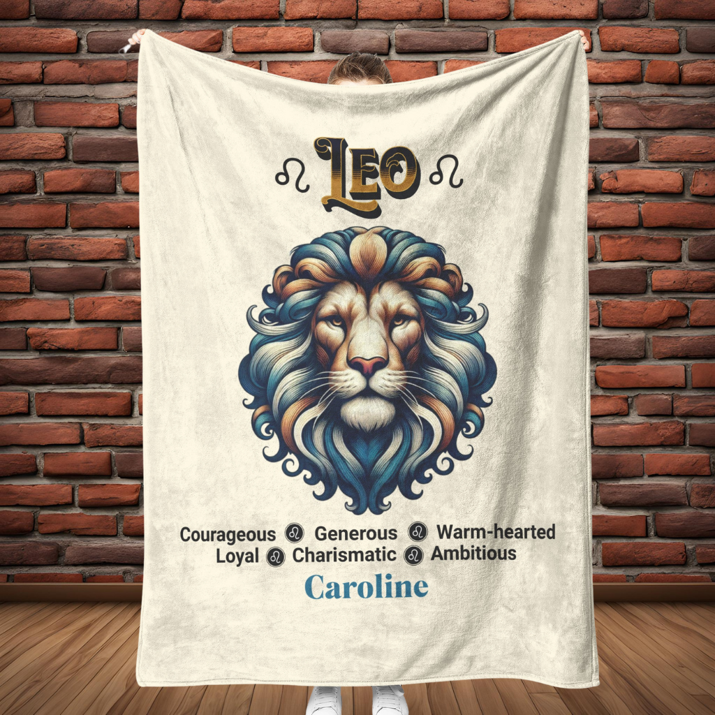 Leo Personalized Fleece or Sherpa Blanket full length Mister Obtuse Eclectic Goods