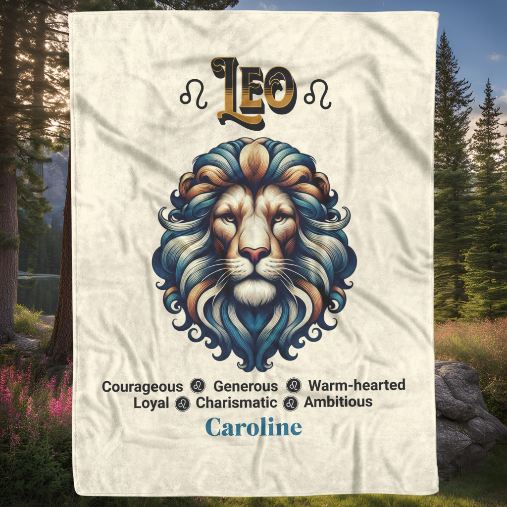 Leo Personalized Fleece or Sherpa Blanket in outdoor setting Mister Obtuse Eclectic Goods