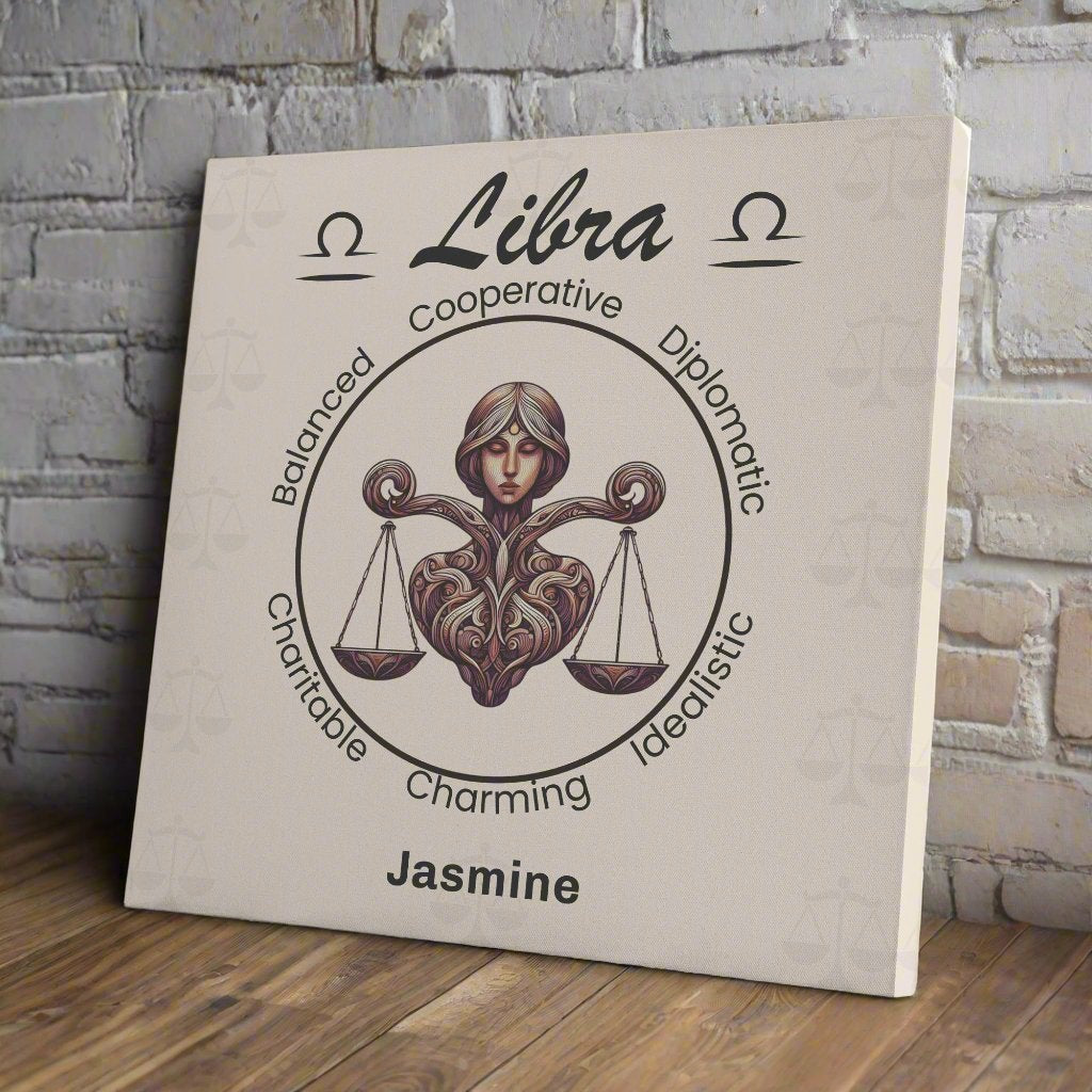 Libra heart centered personalized square canvas wrap mister obtuse eclectic goods