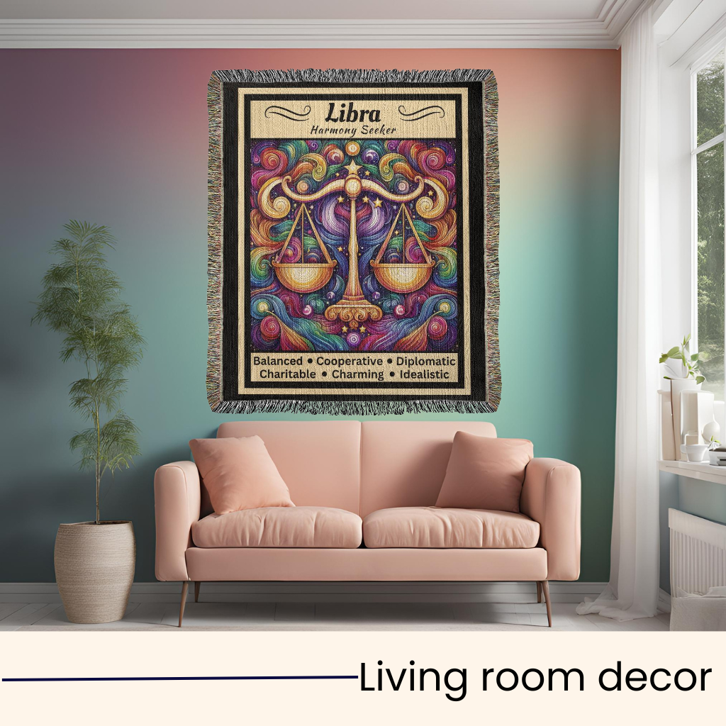 Libra woven blanket in living room mister obtuse