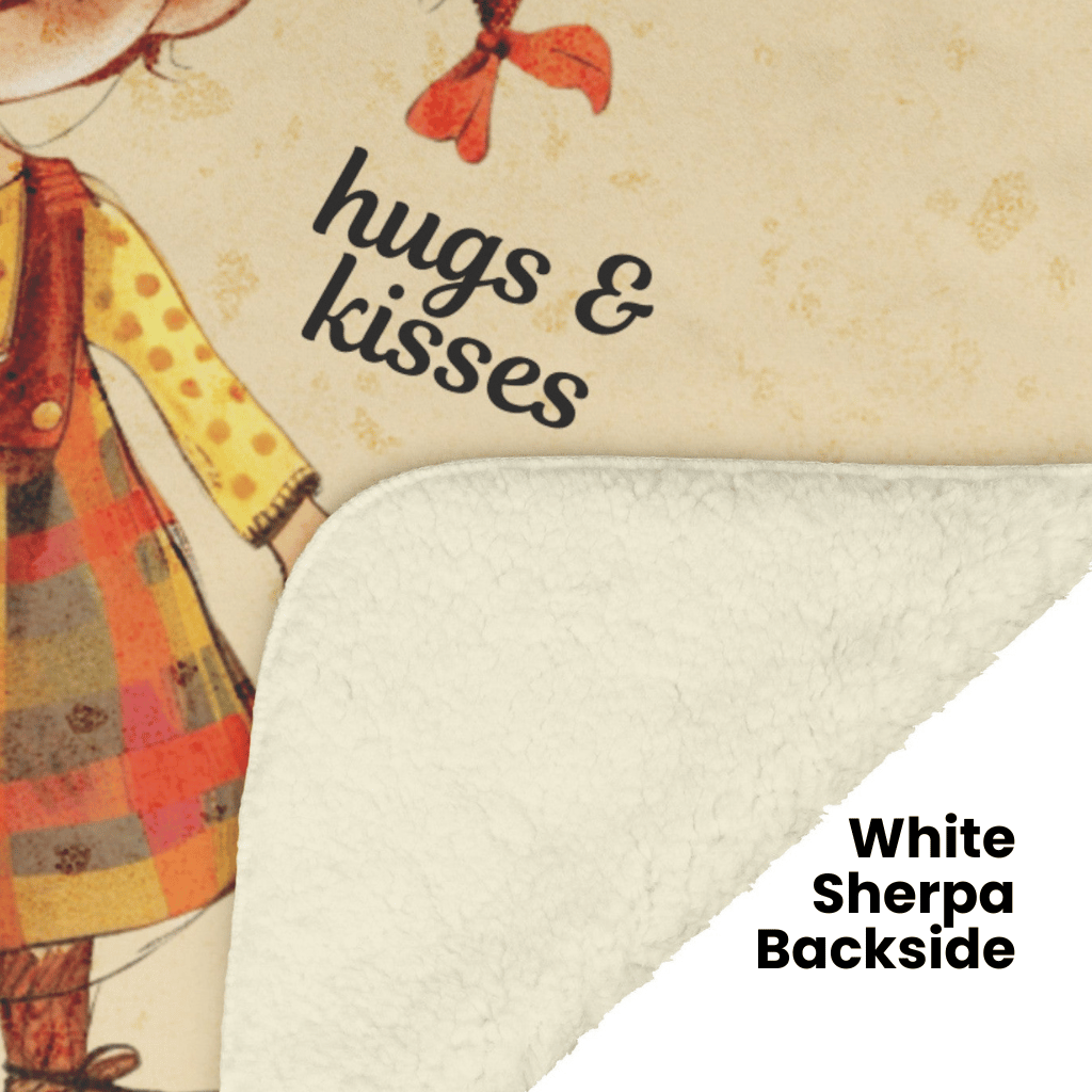 Love You back Non-Personalized Fleece or sherpa blanket showing white sherpa backside mister obtuse eclectic goods