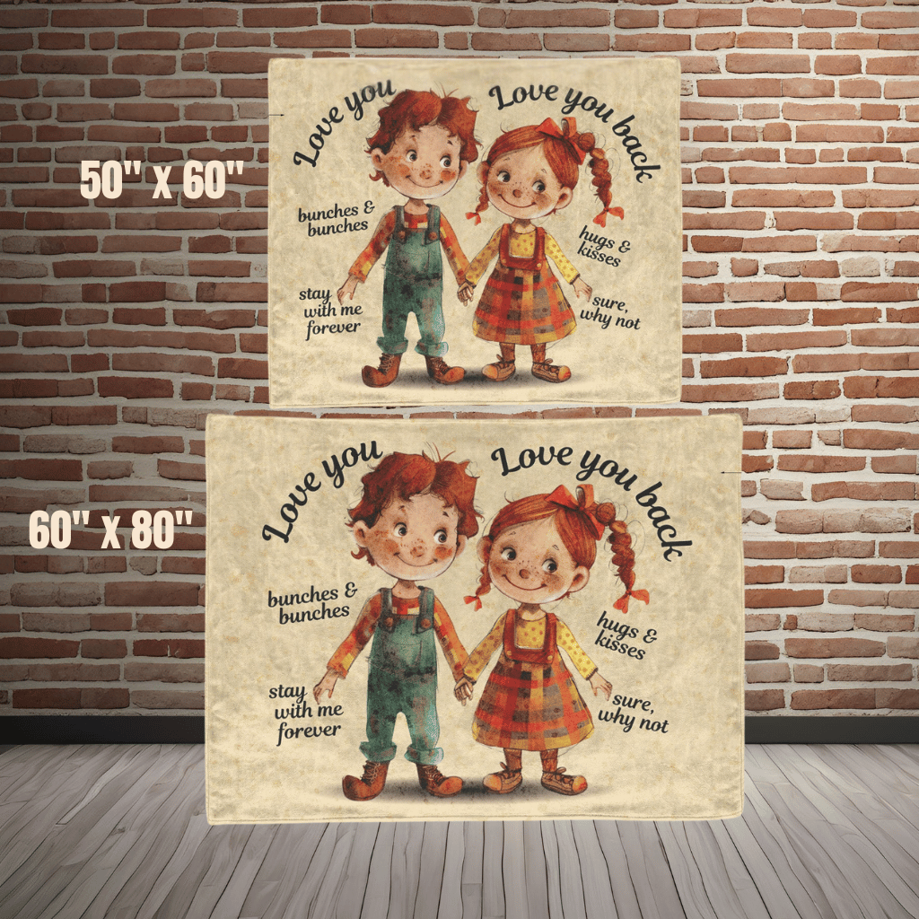 Love You back Non-Personalized Fleece or sherpa blanket size options mister obtuse eclectic goods