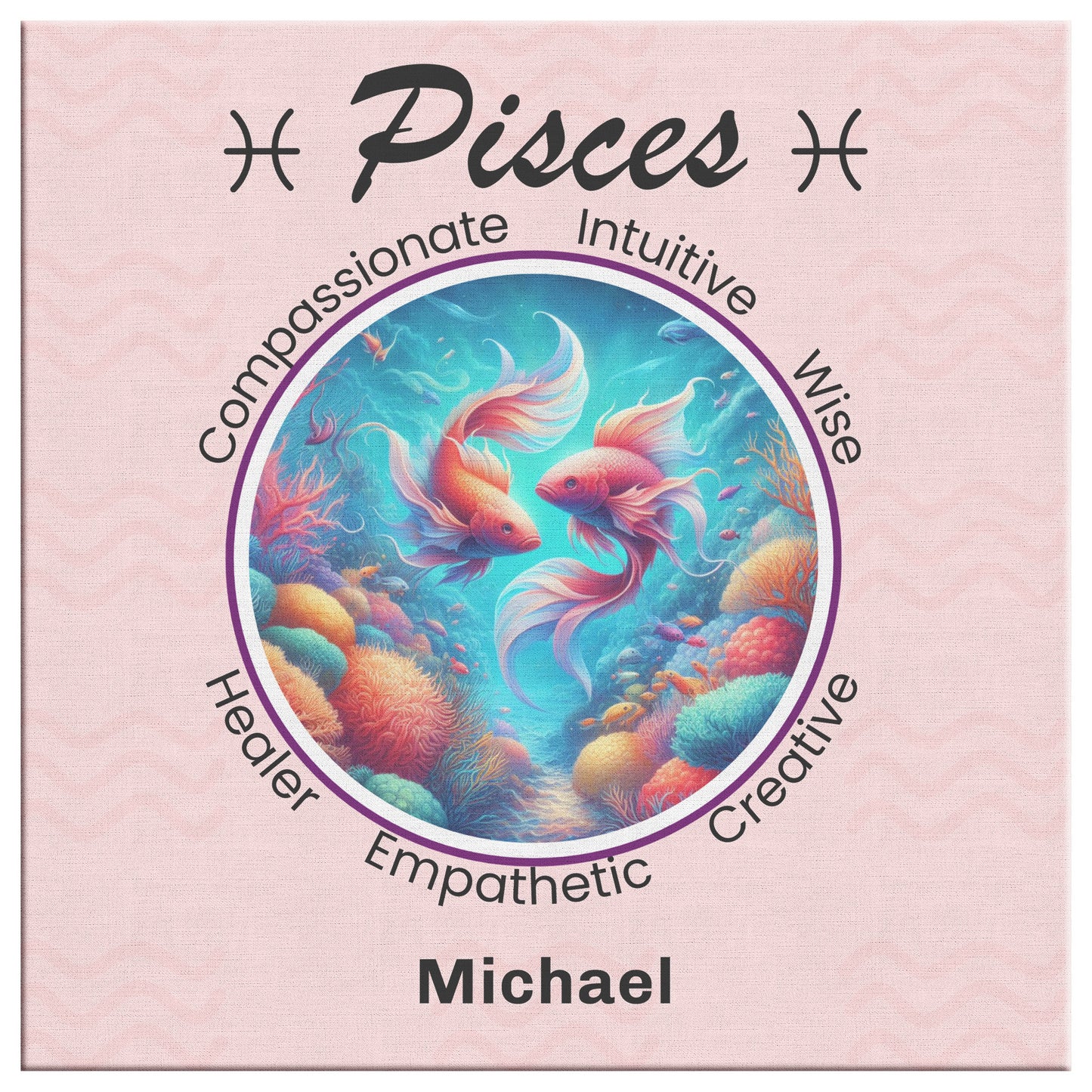 Pisces Coral Dreams Square Canvas Wrap close up Mister Obtuse Eclectic Goods