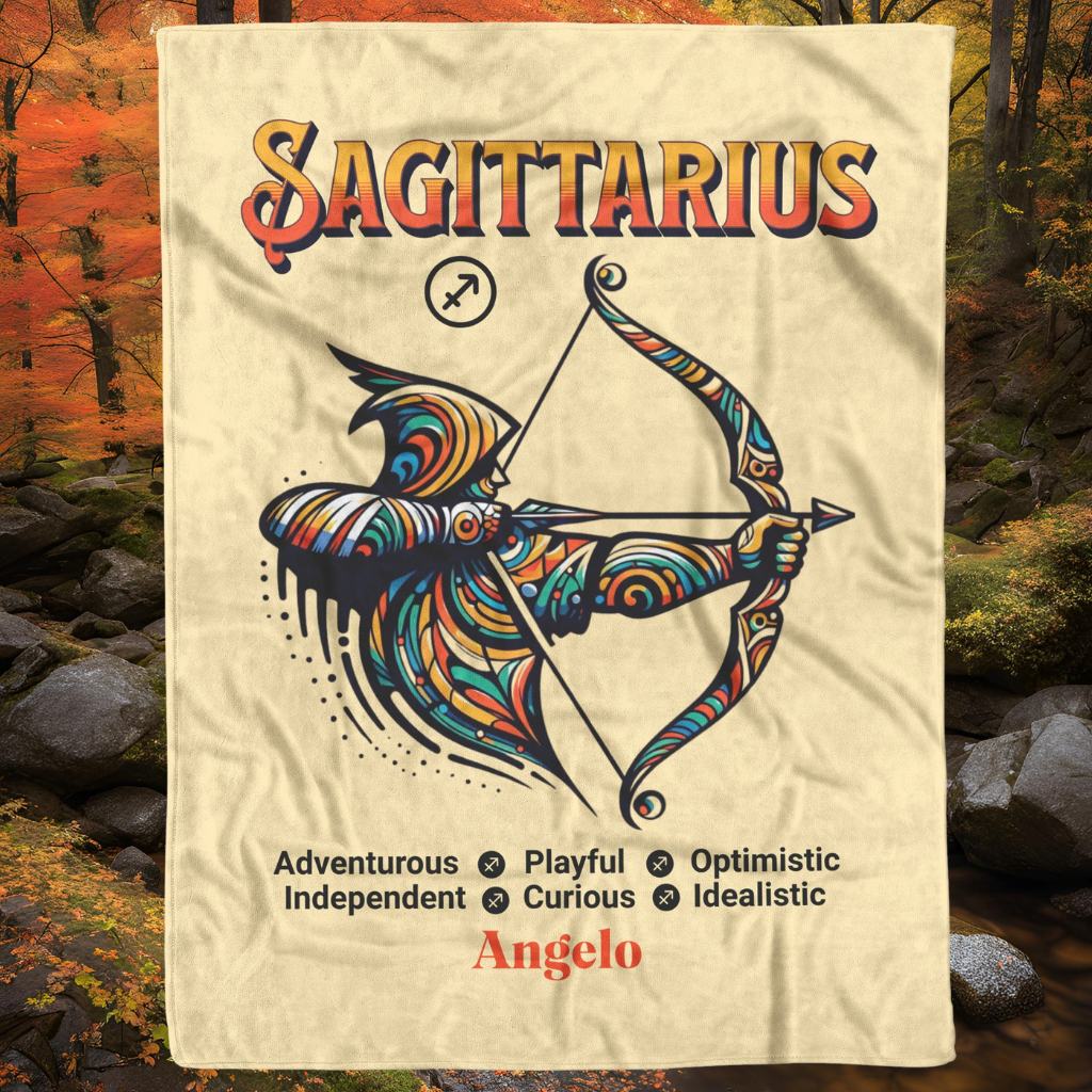 Sagittarius Fleece or Sherpa Blanket mountain setting Mister Obtuse Eclectic Goods