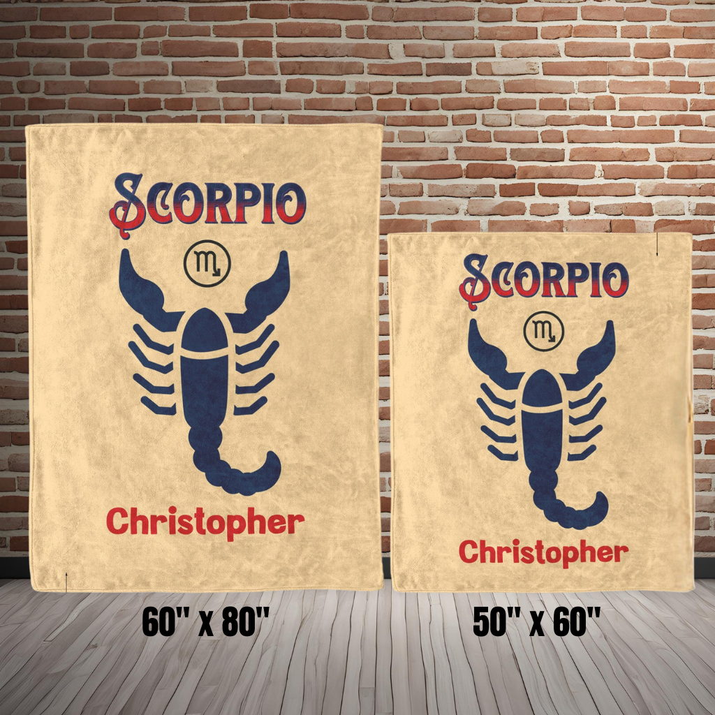 Scorpio Personalized Fleece or Sherpa Blanket size options Mister Obtuse Eclectic Goods