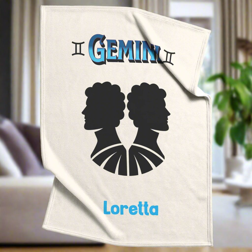 Gemini Minimalist Fleece or sherpa blanket in living room setting mister obtuse eclectic goods