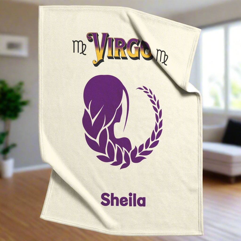 Virgo Minimalist Fleece or Sherpa Blanket living room setting Mister Obtuse Eclectic Goods