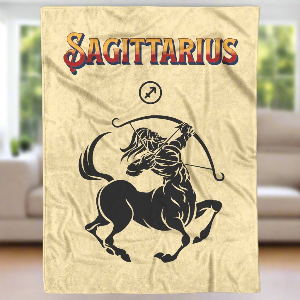 Sagittarius Minimalist Fleece or sherpa blanket in living room setting mister obtuse eclectic goods