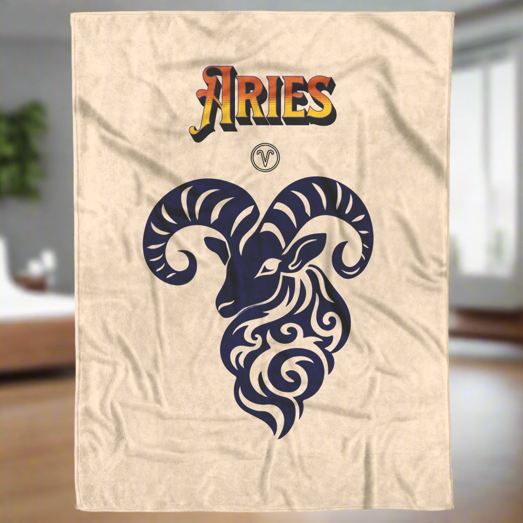 Aries Minimalist Fleece or sherpa blanket bedroom setting obtuse eclectic goods