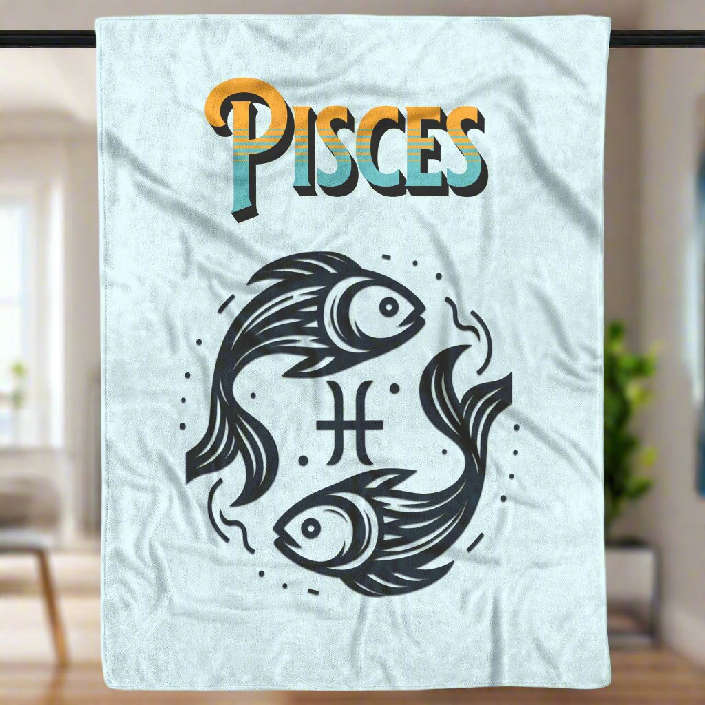 Pisces Minimalist Fleece or sherpa blanket bedroom setting mister obtuse eclectic goods