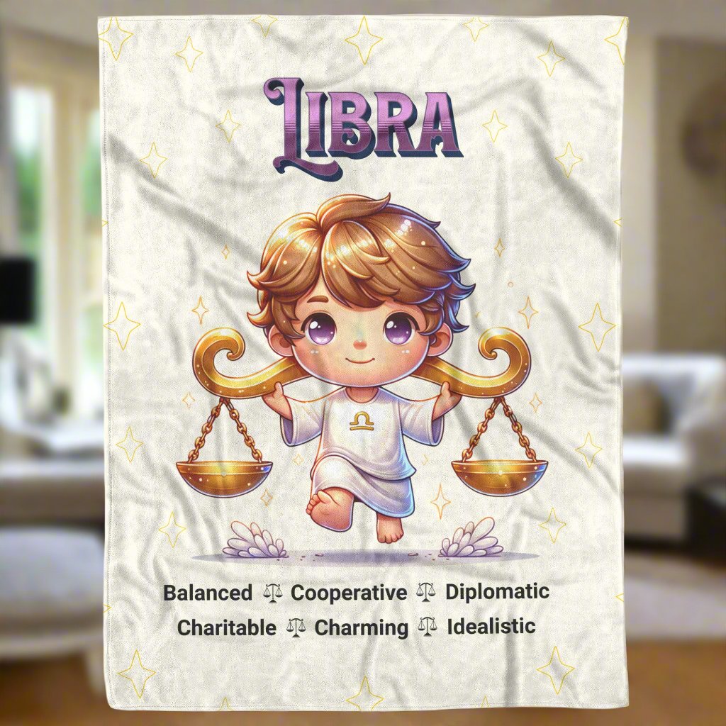 Libra Boy Fleece or sherpa blanket living room setting mister obtuse eclectic goods