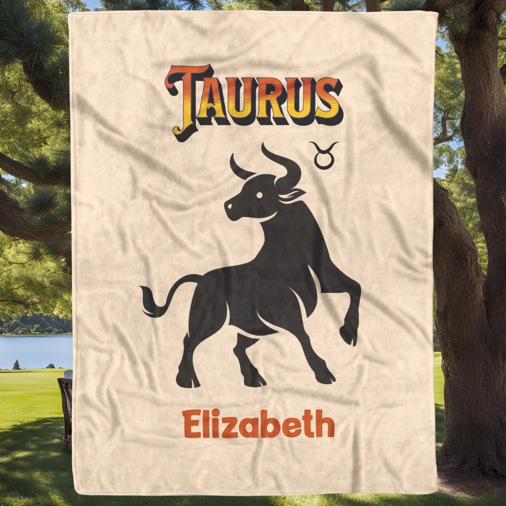 Taurus Minimalist Personalized Fleece or Sherpa Blanket outdoor setting mister obtuse eclectic goods