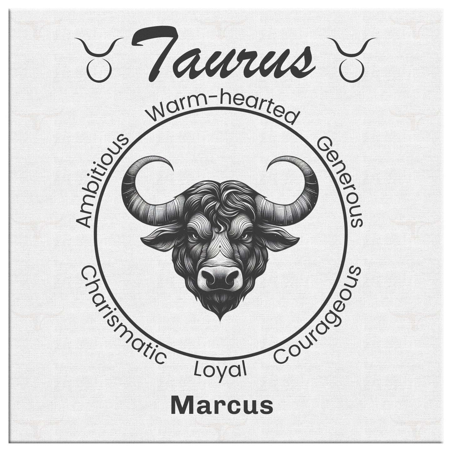 Taurus Minimalist Personalized Square Canvas Wrap close up mister obtuse eclectic goods
