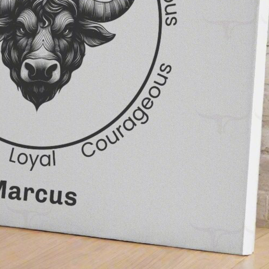 Taurus Minimalist Personalized Square Canvas Wrap extreme close up mister obtuse eclectic goods
