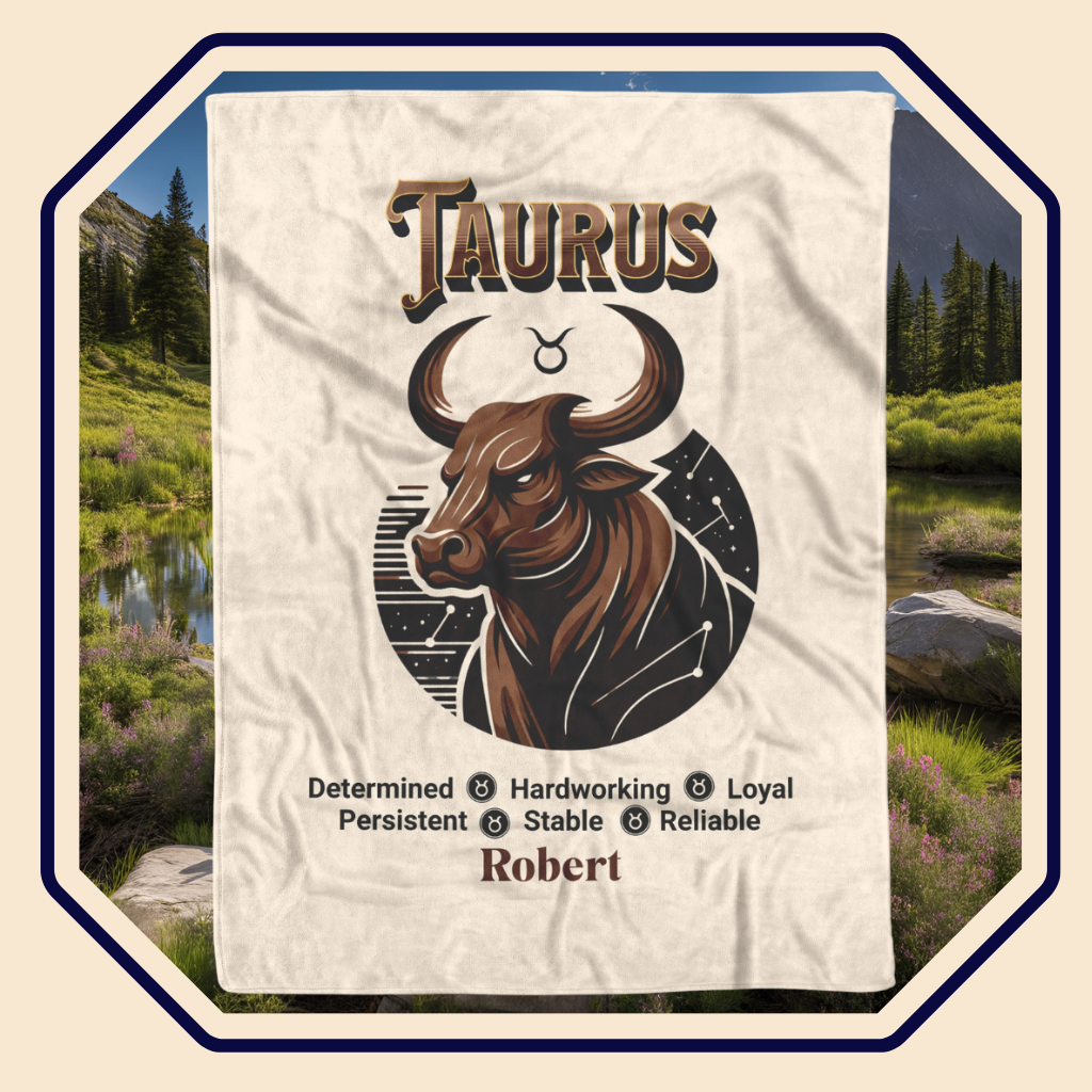 Taurus Personalized Fleece or Sherpa Blanket Main image mister obtuse eclectic goods