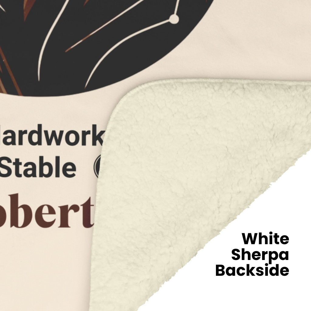 Taurus Personalized Fleece or Sherpa Blanket showing white sherpa backside mister obtuse eclectic goods