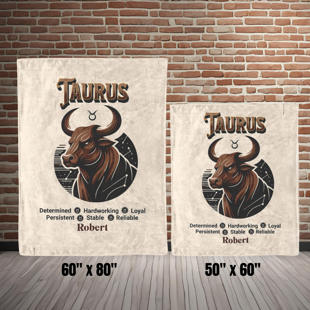 Taurus Personalized Fleece or Sherpa Blanket size options mister obtuse eclectic goods