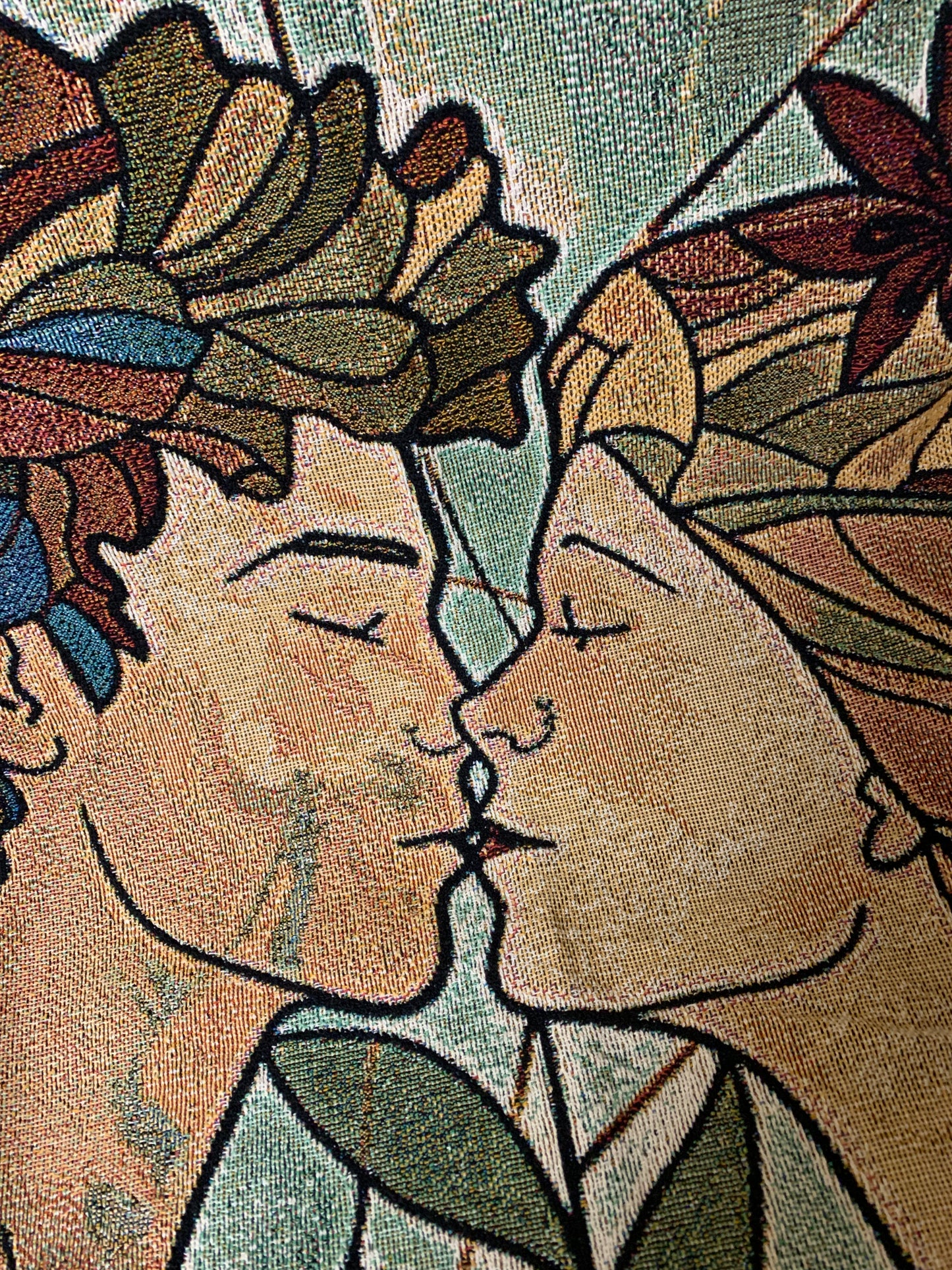 The Lovers Tarot Card Heirloom Blanket_Close Up_mromugs_mister obtuse eclectic goods_5244