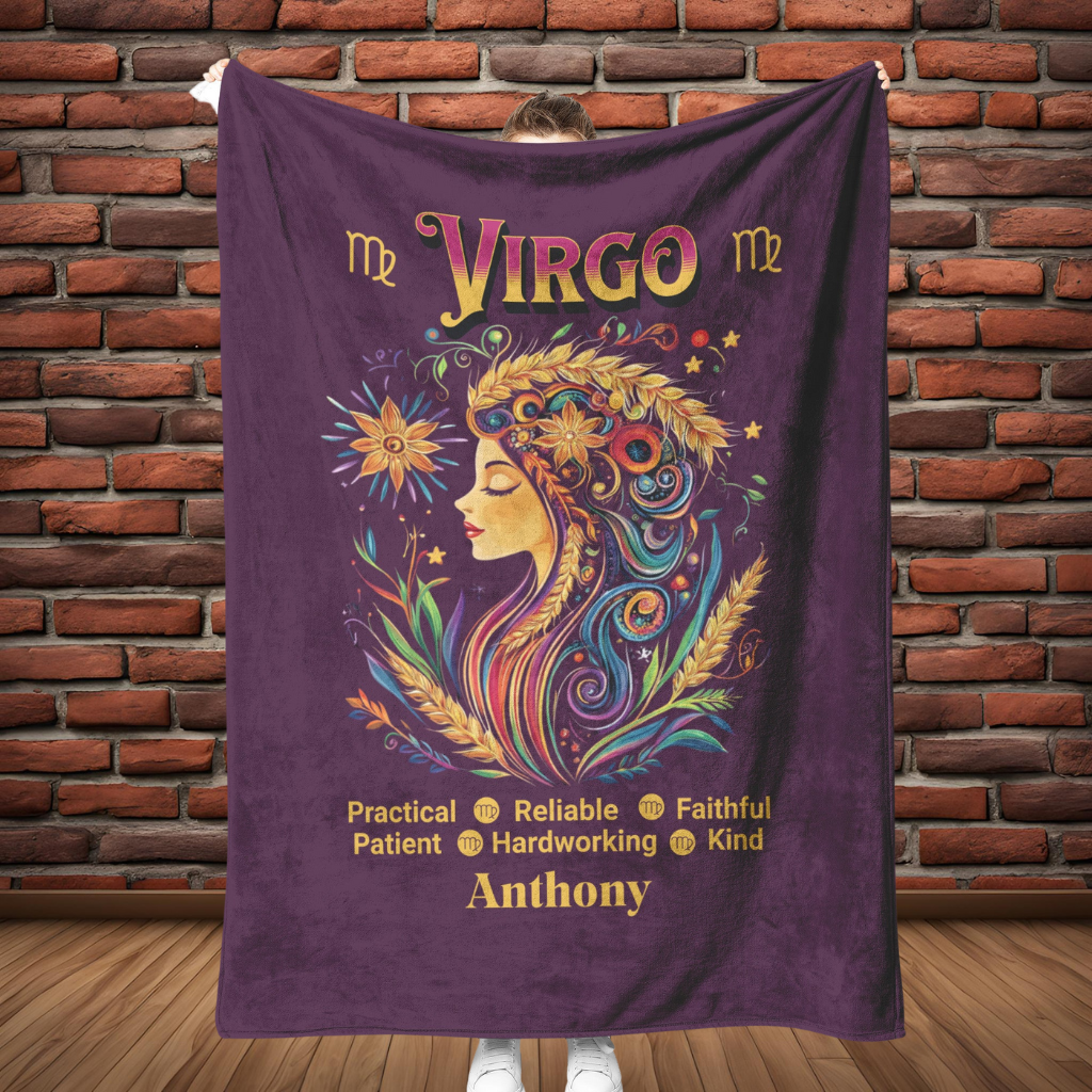 Virgo Fleece or Sherpa Blanket full length Mister Obtuse Eclectic Goods