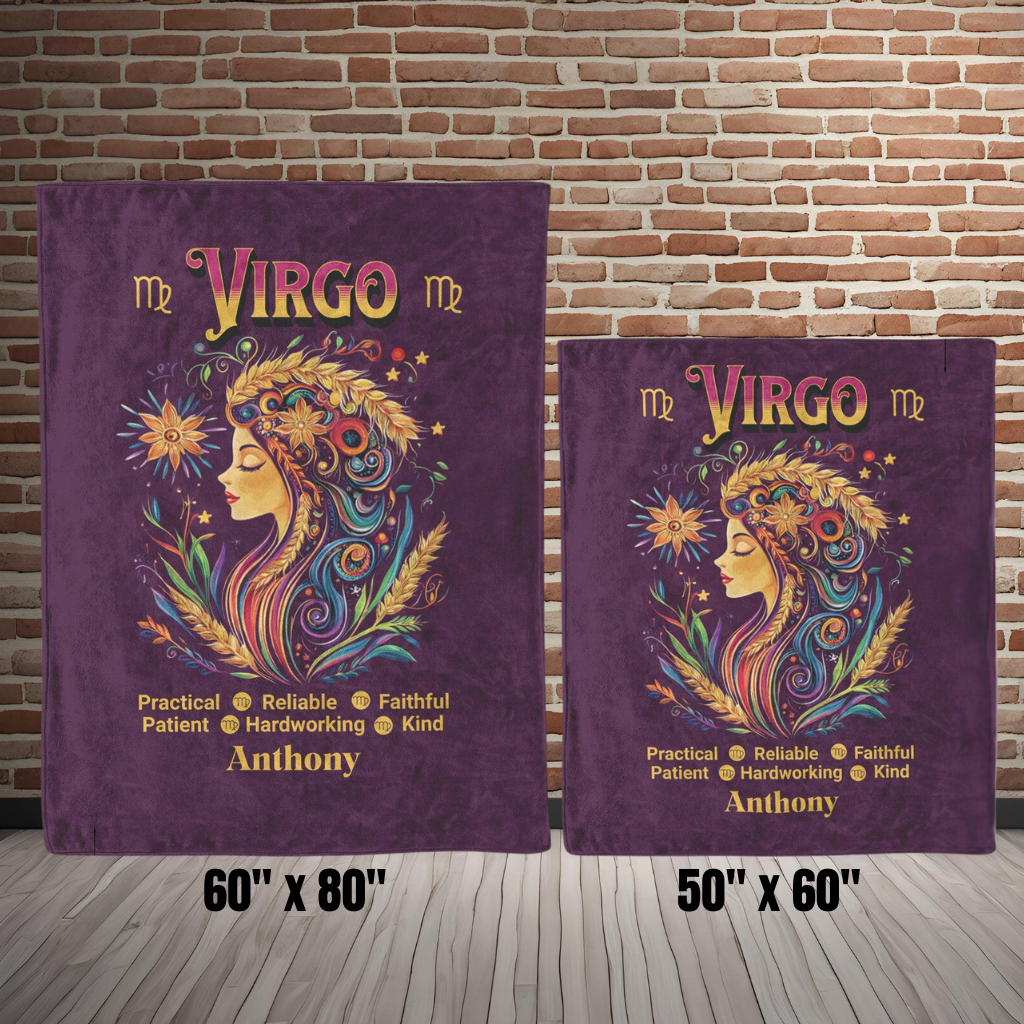 Virgo Fleece or Sherpa Blanket size options Mister Obtuse Eclectic Goods