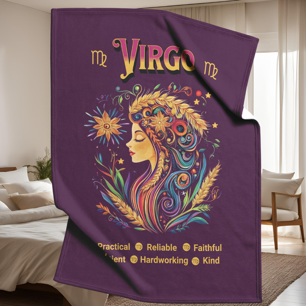 Virgo Fleece or sherpa blanket in bedroom setting mister obtuse eclectic goods