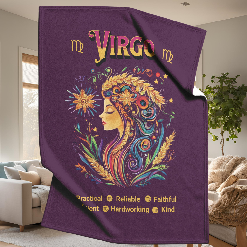 Virgo Fleece or sherpa blanket in living room setting mister obtuse eclectic goods