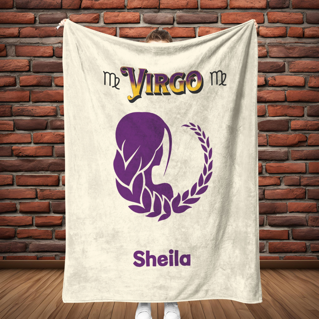 Virgo Minimalist Fleece or Sherpa Blanket full length Mister Obtuse Eclectic Goods