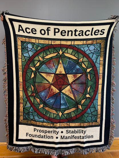 Ace of Pentacles Tarot Card Heirloom Blanket Full Length_Mromugs_mister obtuse Eclectic Goods_5219