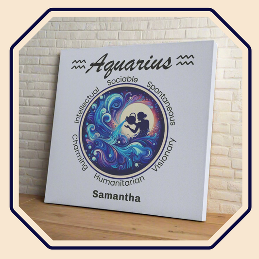 Aquarius Celestial Vision Personalized Square Canvas Wrap main product image mister obtuse eclectic goods