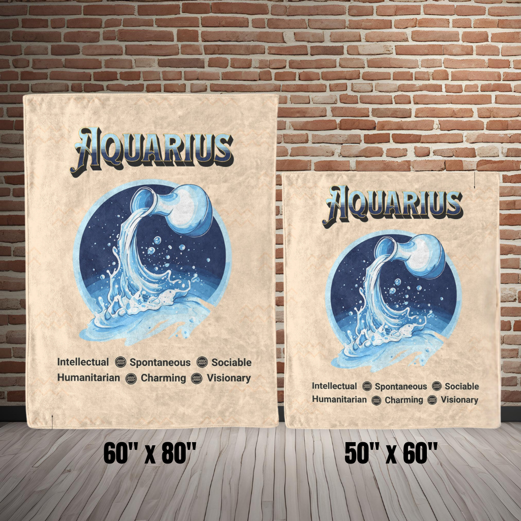 Aquarius Fleece or sherpa blanket displaying size options mister obtuse eclectic goods