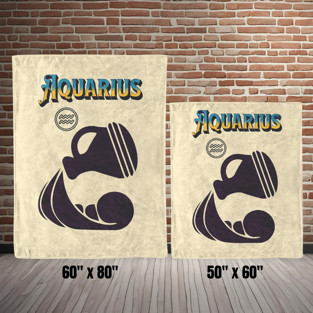 Aquarius Minimalist Fleece or sherpa blanket showing size options mister obtuse eclectic goods