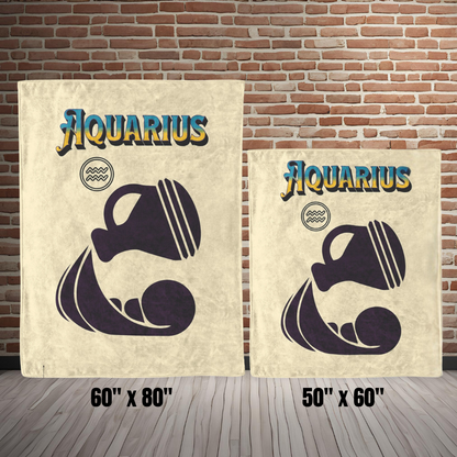 Aquarius Minimalist Fleece or sherpa blanket showing size options mister obtuse eclectic goods