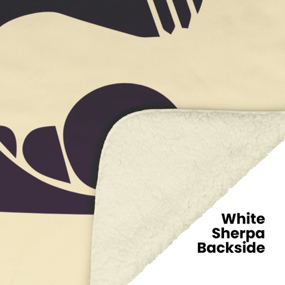 Aquarius Minimalist Fleece or sherpa blanket showing white sherpa backside mister obtuse eclectic goods