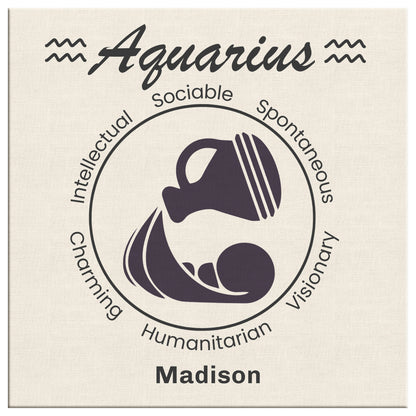 Aquarius Minimalist Personalized Square Canvas Wrap close up mister obtuse eclectic goods