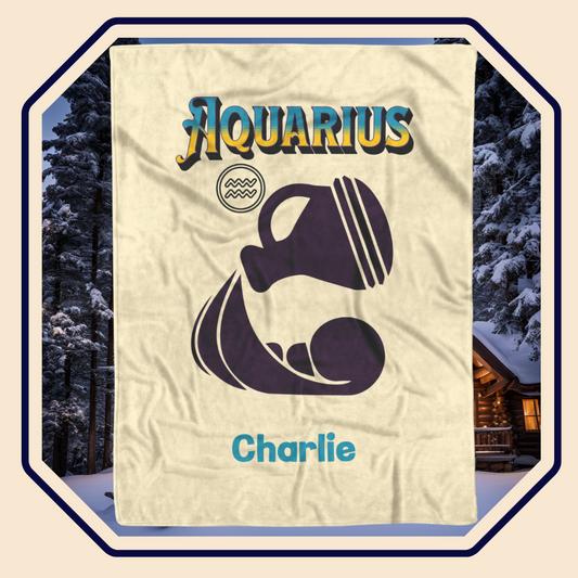 Aquarius Minimalist Personalized Fleece or Sherpa Blanket Main Image Mister Obtuse Eclectic Goods