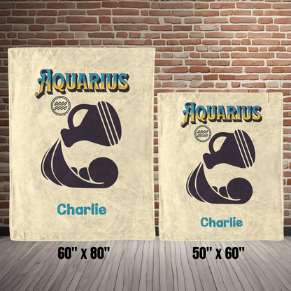 Aquarius Minimalist Personalized Fleece or Sherpa Blanket size options Mister Obtuse Eclectic Goods