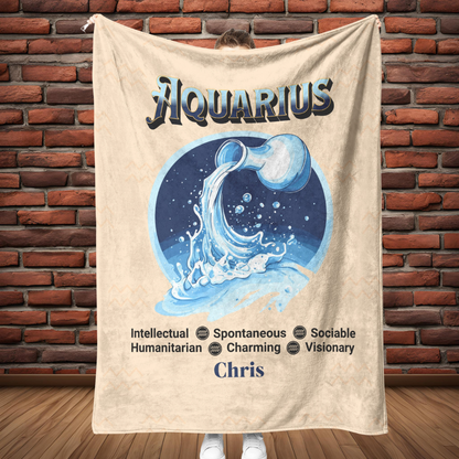 Aquarius Personalized Fleece or Sherpa Blanket full length Mister Obtuse Eclectic Goods