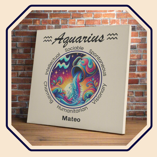 Aquarius Vibrant Flow Personalized Square Canvas Wrap main product image mister obtuse eclectic goods